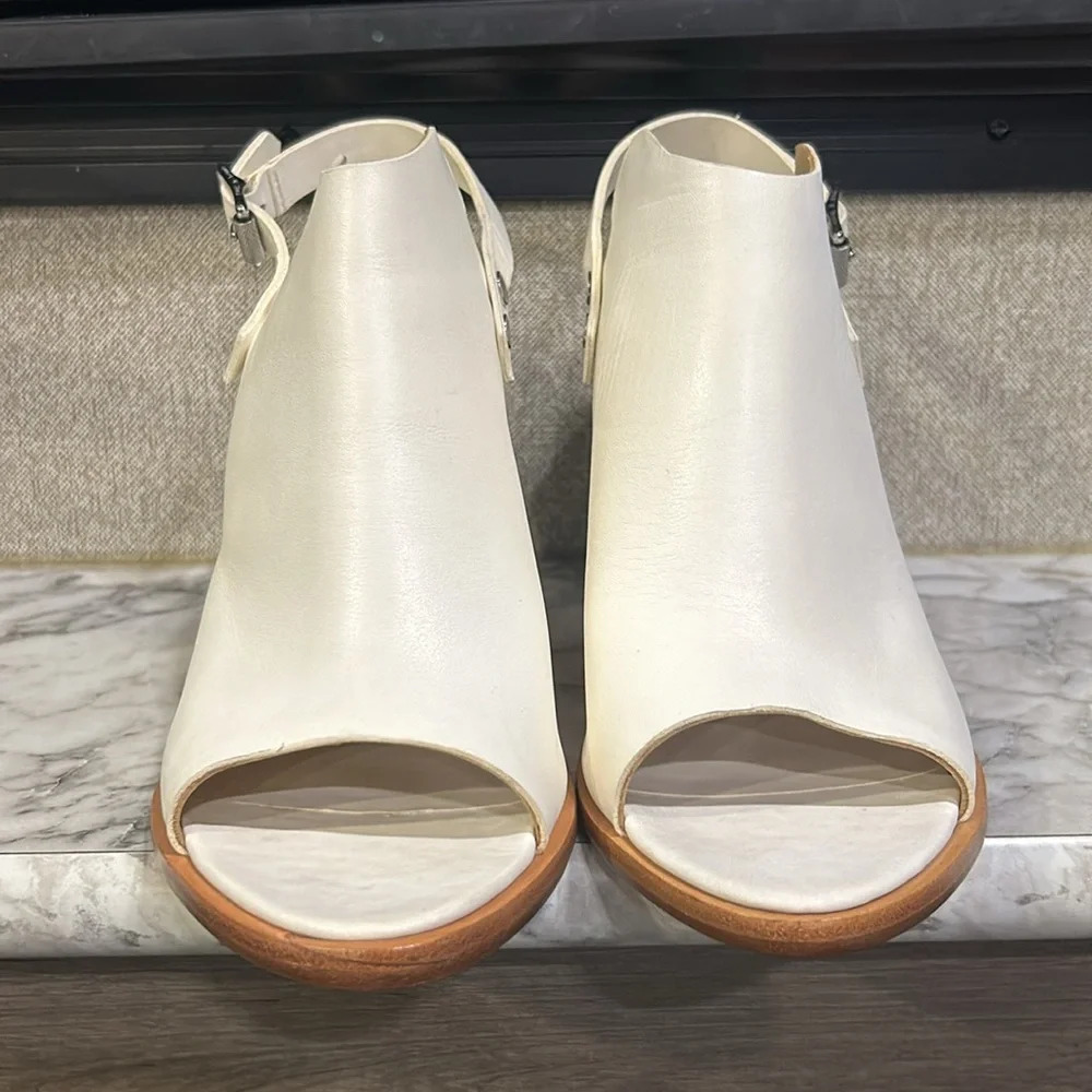 Rag & Bone Women Off White Leather Open Toe Chunky Heel Wyatt Sandal 10.5/41 NIB - Picture 4 of 12